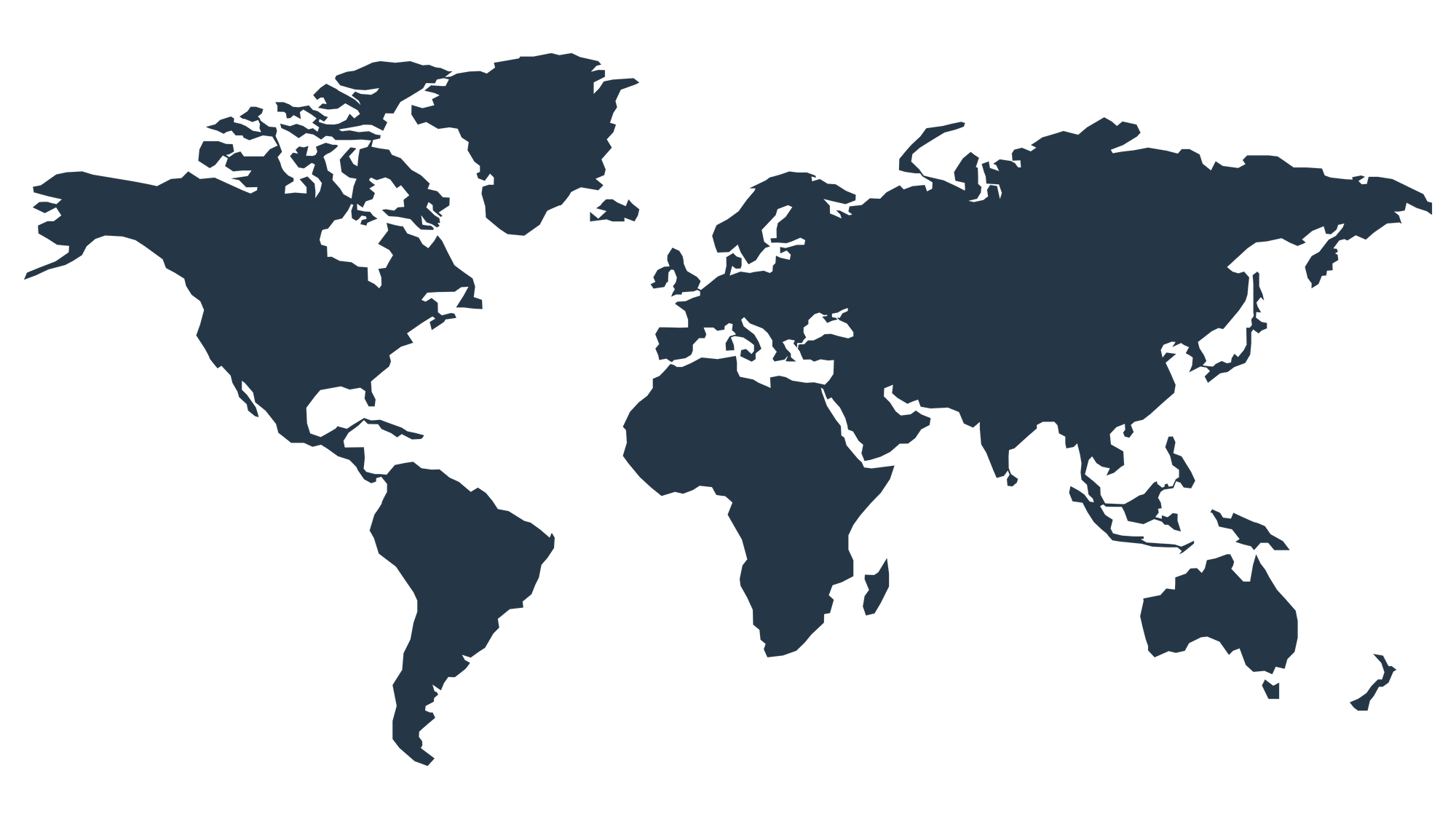 Gray world map on a white background